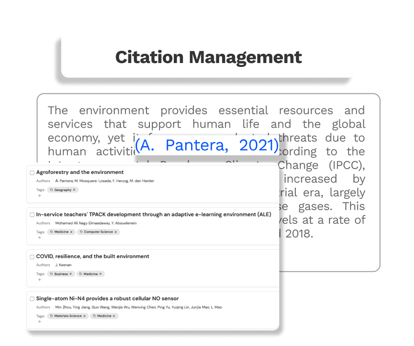 Citation management interface